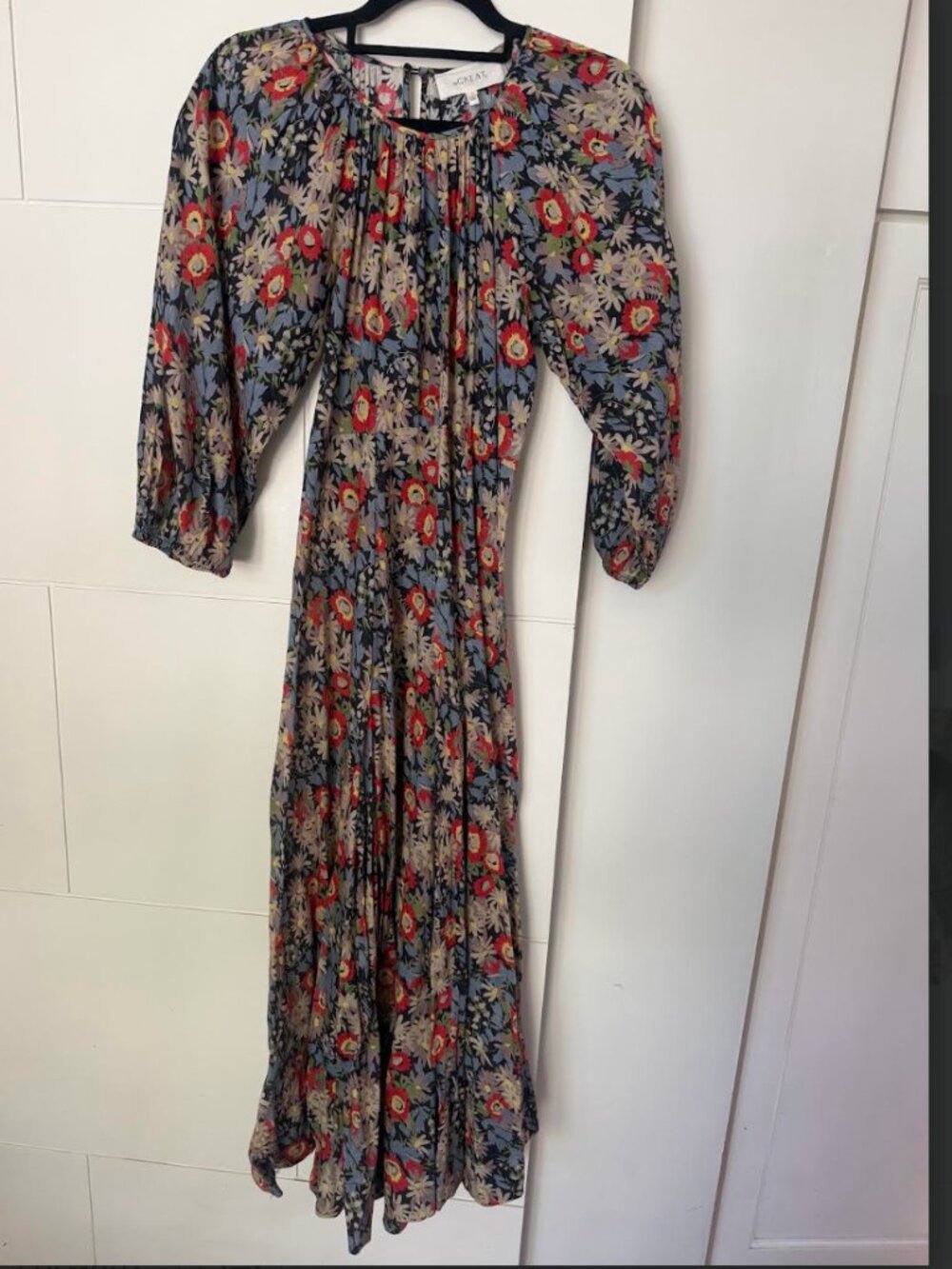 THE GREAT. Floral Long Sleeve Maxi Dress